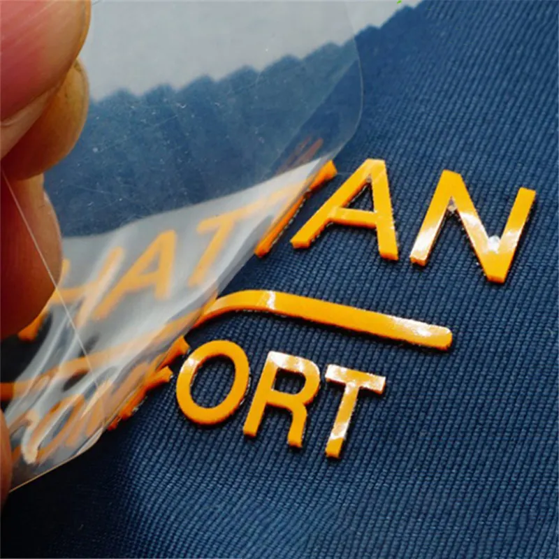 Logo de marque effet 3D en relief, impression en caoutchouc et Silicone, étiquette de vêtements, dessins de transfert thermique pour T-shirt