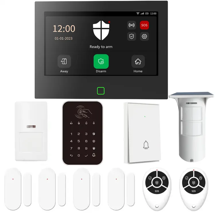 Tuya APP Control Sistema de alarma de seguridad para el hogar Pantalla táctil completa Seguridad para el hogar 2G WiFi Sistema de alarma GSM