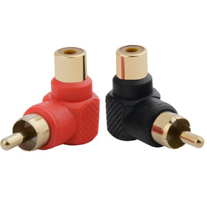 2pcs/对双RCA连接器RCA公插头至RCA母插孔插座直角适配器镀金弯头 - Product Image 1