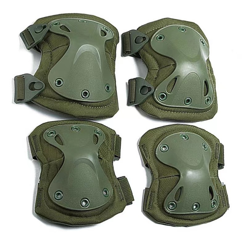 Knee and elbow pad set of four green