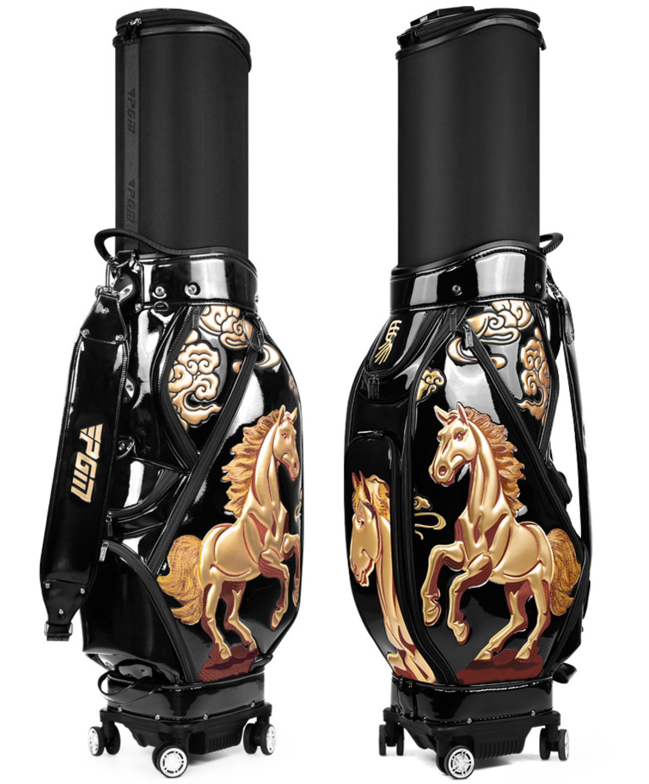 Qb159-black four-wheel telescopic ball bag-horse to success