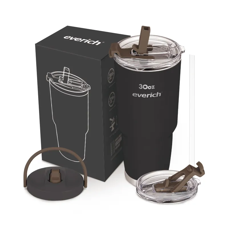 Hot selling double insulated beer mug double insulated coffee mugs leak-proof travel mug with 2 in 1 functional straw lid
