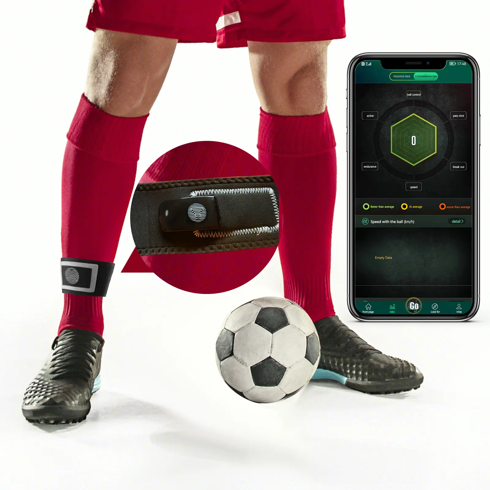 I dati di calcio del Tracker di attività di calcio del Tracker di calcio intelligente analizzano l'attrezzatura per l'allenamento di calcio con l'app