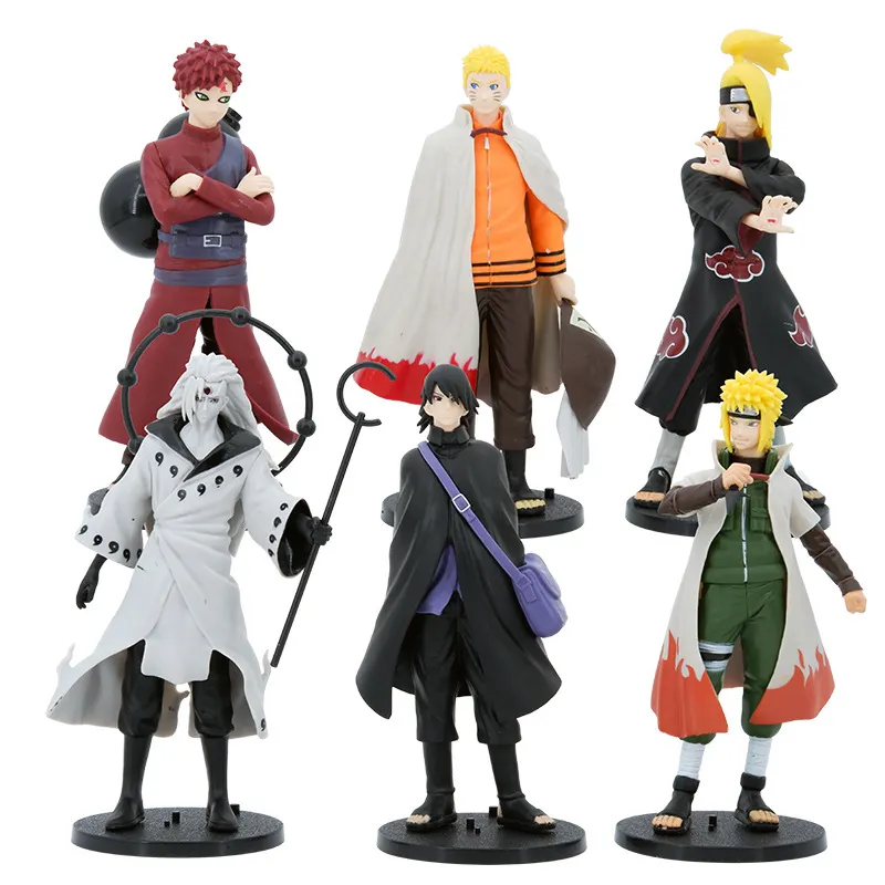 6 unids/set 18cm venta al por mayor Anime Narutos figura Kakashi Sasuke modelo figuras juguete para niños regalo Juguetes