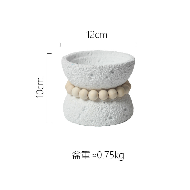 Ak374 petit pot de fleur blanc avec perles sans trou