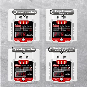 เครื่องตรวจจับเต้ารับไฟฟ้าจอแสดงผล LCD 3ช่อง250V เครื่องตรวจสอบเต้ารับไฟฟ้ากระแสสลับเครื่องทดสอบเต้าเสียบสำหรับบ้านเราปลั๊กแบบยุโรป - Product Image 2
