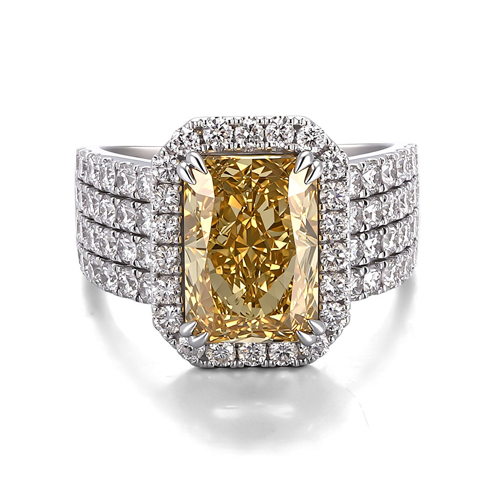 Anillo de oro macizo de 10 quilates con diamantes de laboratorio