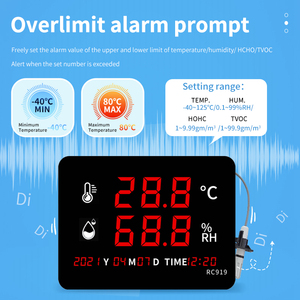 Indicador de temperatura y humedad de la estación meteorológica con sensor externo de grado industrial y gran pantalla LED Reloj de pared
