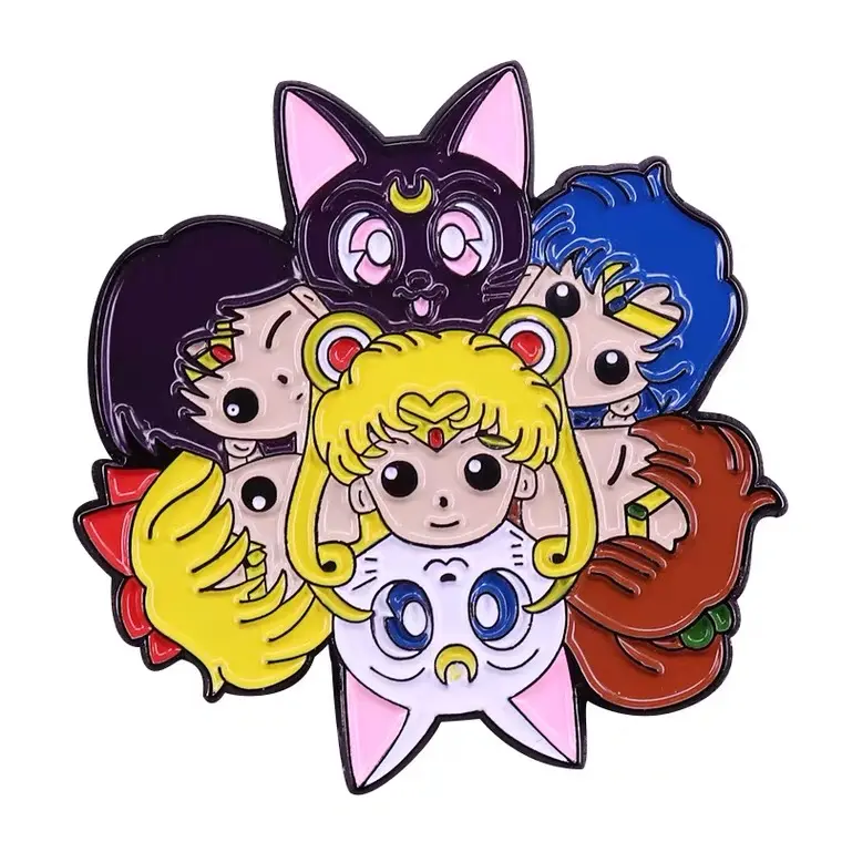 Insignia de imagen de Anime para broche, Pin de solapa, esmalte suave, No mínimo, Metal personalizado, aleación de Zinc, para niñas