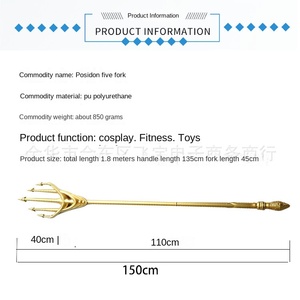 New Poseidon trigeminal năm ngã ba halberd 1.8 m cosplay đạo cụ Đồ chơi PU Đại Lục tang Ba vũ khí làm bằng nhựa bền - Product Image 3