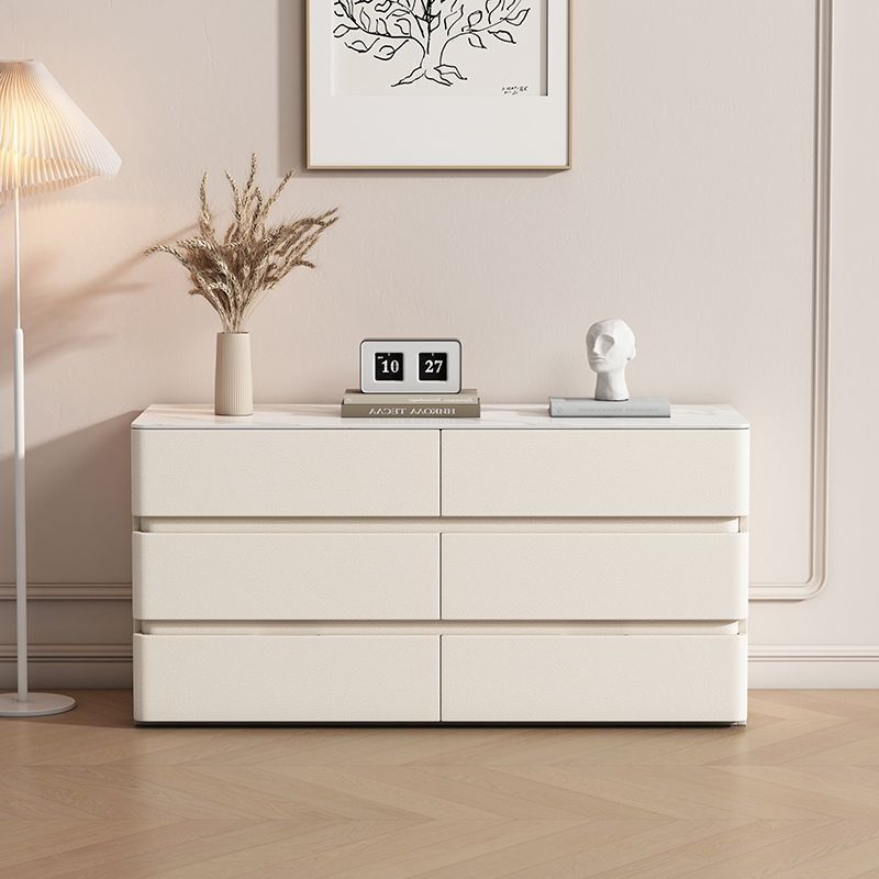 Bianco crema, cassettiera a sei cassetti, dimensioni 80 * 40 * 60.