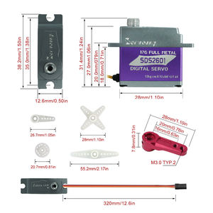 เซอร์โวมอเตอร์ขนาดเล็กไร้แกน26g, เซอร์โวมอเตอร์14kg 0.09S 8.4V เกียร์โลหะเคสอลูมิเนียมพวงมาลัย2BB สำหรับชิ้นส่วนรถยนต์หุ่นยนต์เครื่องบิน RC - Product Image 2