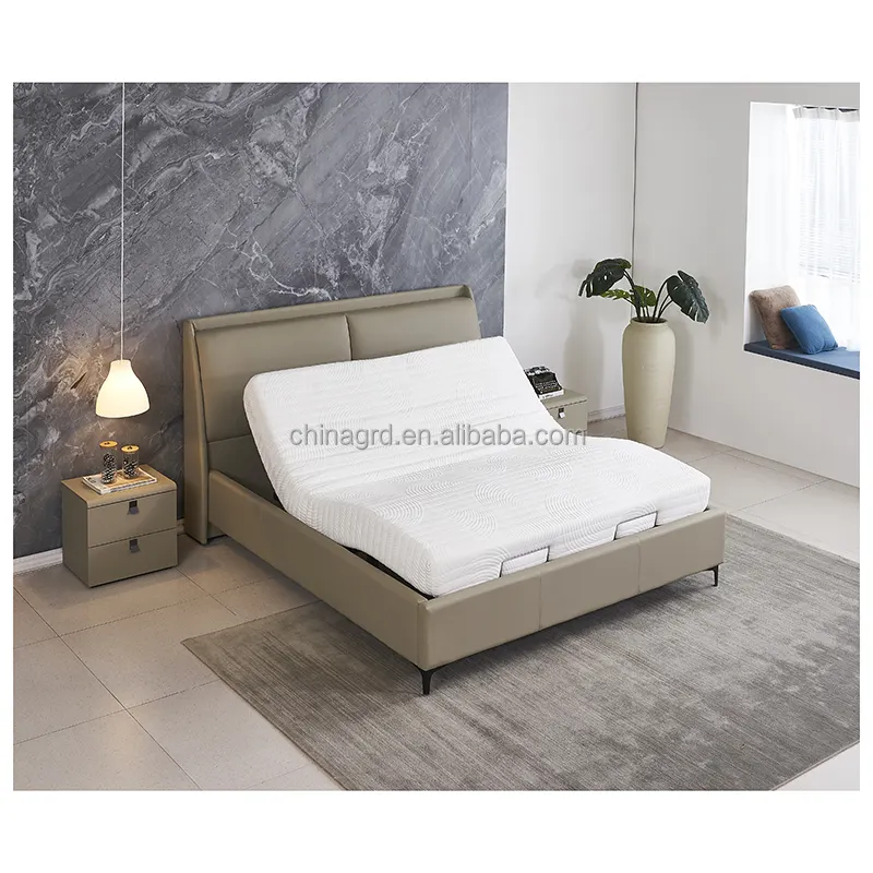 latest design Wholesale Unique Shaped Leather Solid Wood Bed Upholstered Headboard Double Soft Single King Bed for Bedroom Set