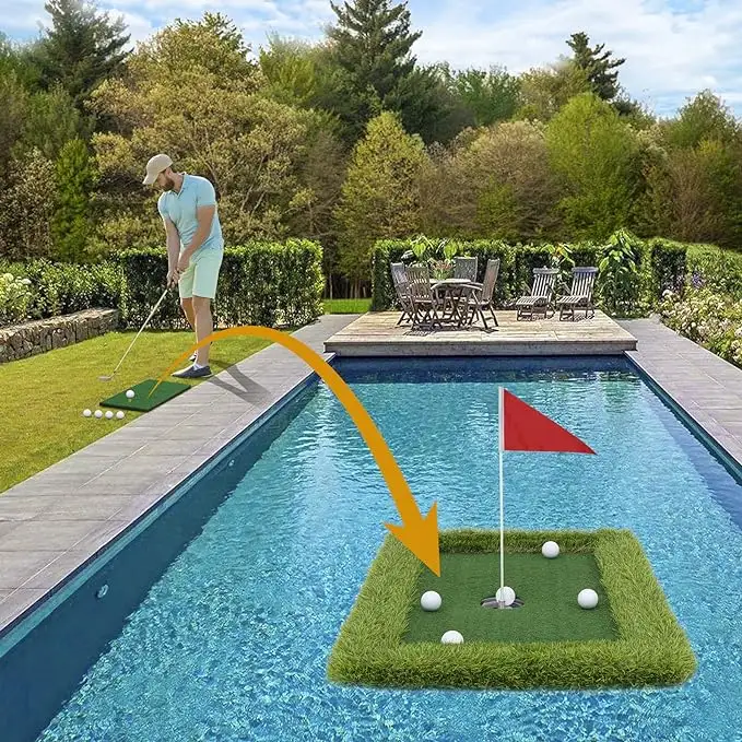 צף גולף ירוק לבריכה צף בריכת חיתוך גולף סט מחצלת דשא למבוגרים משחק חיצוני כיף בריכת גולף משחקי גולף