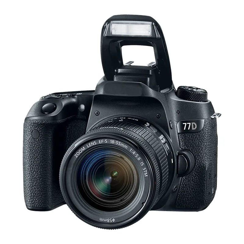 DF toptan kullanılan giriş seviyesi ucuz DSLR kamera 77D ile 18-55mm lens ile pil şarj cihazı omuz askısı dijital kamera