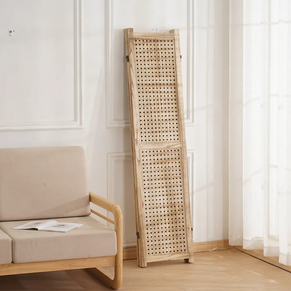 Separador de madera para sala de estar, divisor plegable de 4 paneles para sala de estar y oficina