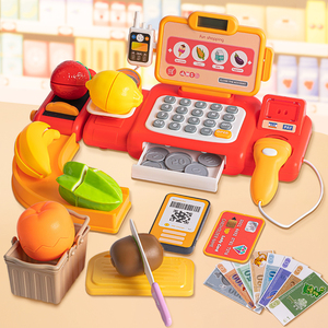 リアルなスキャナーとフルーツが付いた子供用レジ食料品店プレイセット