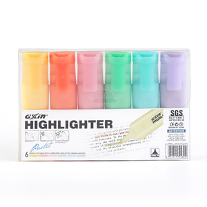 Gxin-Juego de rotuladores fluorescentes a base de agua, rotuladores personalizados de color pastel, punta de cincel, 6 uds. - Product Image 1