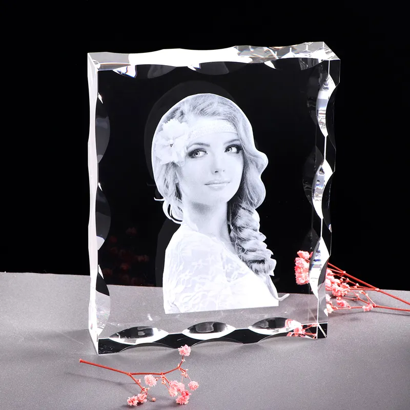 Honor of crystal Wedding Anniversary Gifts personalizzato 3d Laser seghettato sublimazione Crystal 3d stampa fotografica Laser