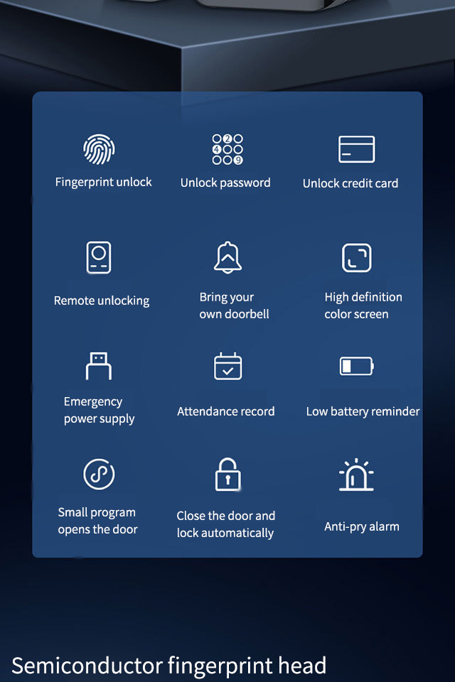 Self-provided doorbell emergency unlocking multifunctional lock password smart door lock serrure intelligente serrure porte lock