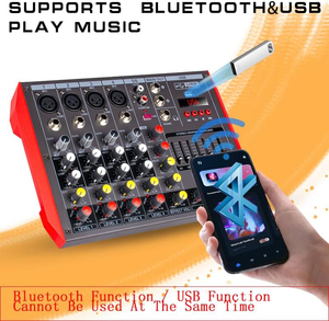 Mezclador de DJ con interfaz de audio profesional de 8 canales, consola con conector de entrada XLR y 1/4 con función de efecto y ECO, 1 unidad