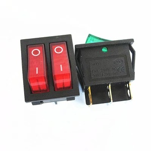 ロッカーダブルスイッチ6ピン2ポジション双方向ボタン電源スイッチ、赤色ライトON OFF 16A 250V 20A 125VAC - Product Image 3