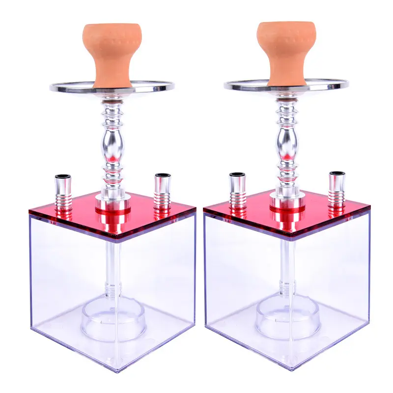 Accessori per tabacco plastica cubo quadrato tubo in silicone supporto base luce narghilè acrilico shisha con luci a led