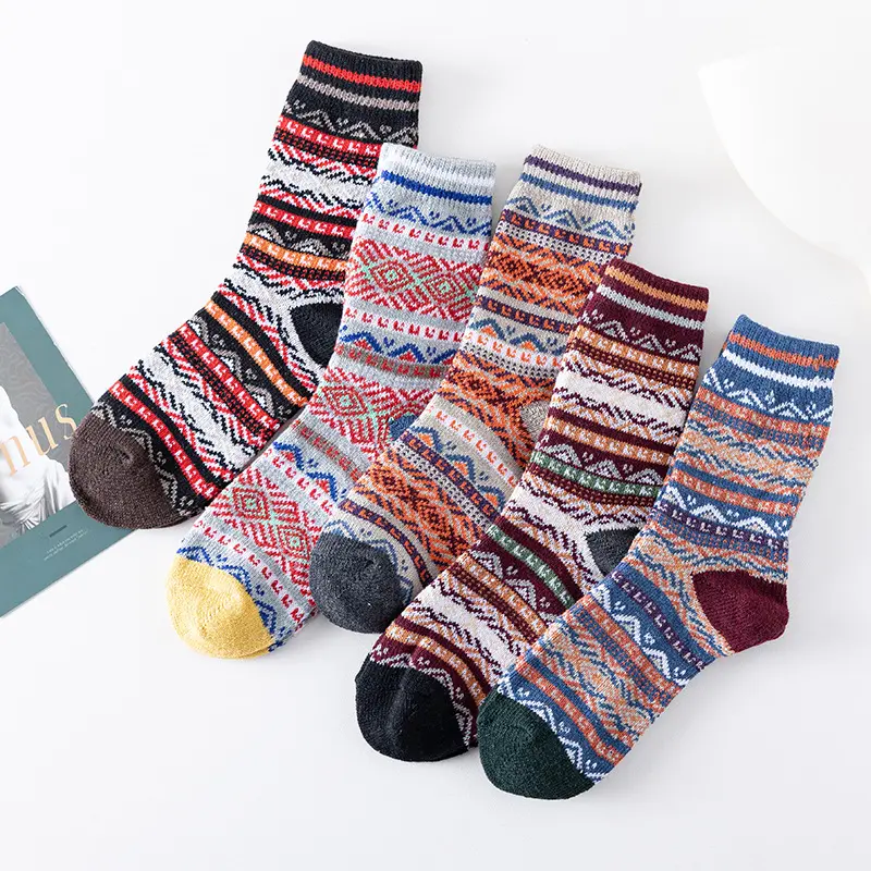 Automne et hiver tricot modèles sur mesure personnalisés femmes chaussettes épaisses et chaudes en laine de Compression épaisse
