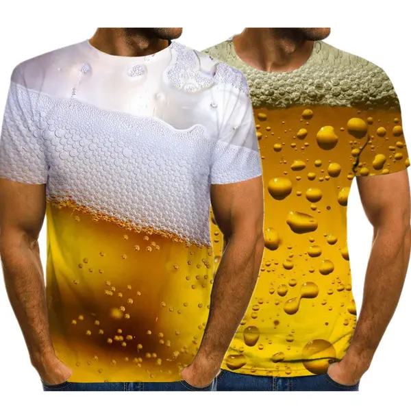 Birra 3D T Stampato Da Uomo Divertente Della Novità T-Shirt O-Collo Manica Corta Parti Superiori 2021 di Estate Unisex Moda di Strada Vestito di Abbigliamento