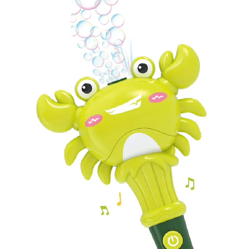 Mesin Gelembung Kepiting Elektrik dengan Musik dan Lampu, Mainan Stik Gelembung Hewan Lucu untuk Anak-anak
