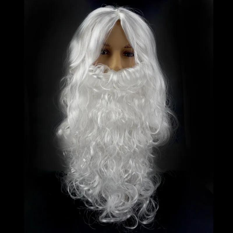 Fashion white long curly hair Claus same Christmas Festival wig European and American Santa beard wig