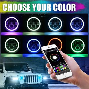 Yüksek kaliteli RGB renk 7 inç araba LED ışıkları IP67 onaylı yuvarlak LED projektör far DRL ve dönüş sinyal ışığı ampul - Product Image 6