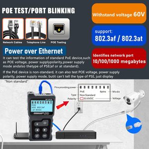 Multifunctional Power Over Ethernet <strong>Network</strong> Wiremap Tester LCD Backlight Cable Continuity Digital signal <strong>Network</strong> Tester - Product Image 4