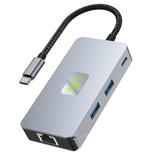 RJ45 Usb tip c Hub yerleştirme ve Usb Hub tipi c Ethernet Qgbps 7-in-1 adaptörü dizüstü anahtarı için Internet - Product Image 2
