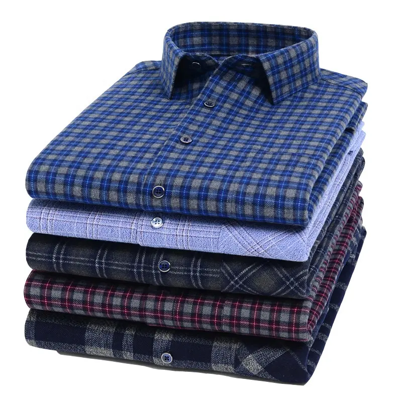 Camisa a cuadros para hombre, nuevas camisas de negocios informales de algodón, camisas a cuadros de solapa de manga larga personalizadas para Primavera/otoño para hombre