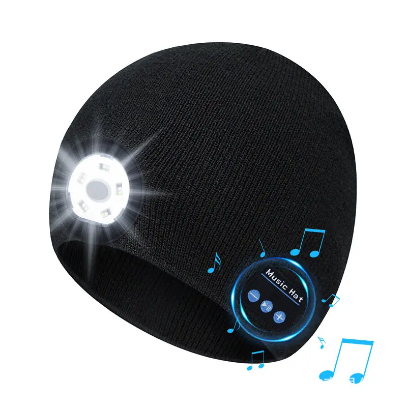 Uomo donna inverno Outdoor Bluetooth lavorato a maglia Beanie Hat cuffie Wireless Fashion Bluetooth Beanie Hat con luce