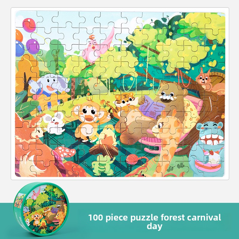 100 piece puzzle forest carnival day