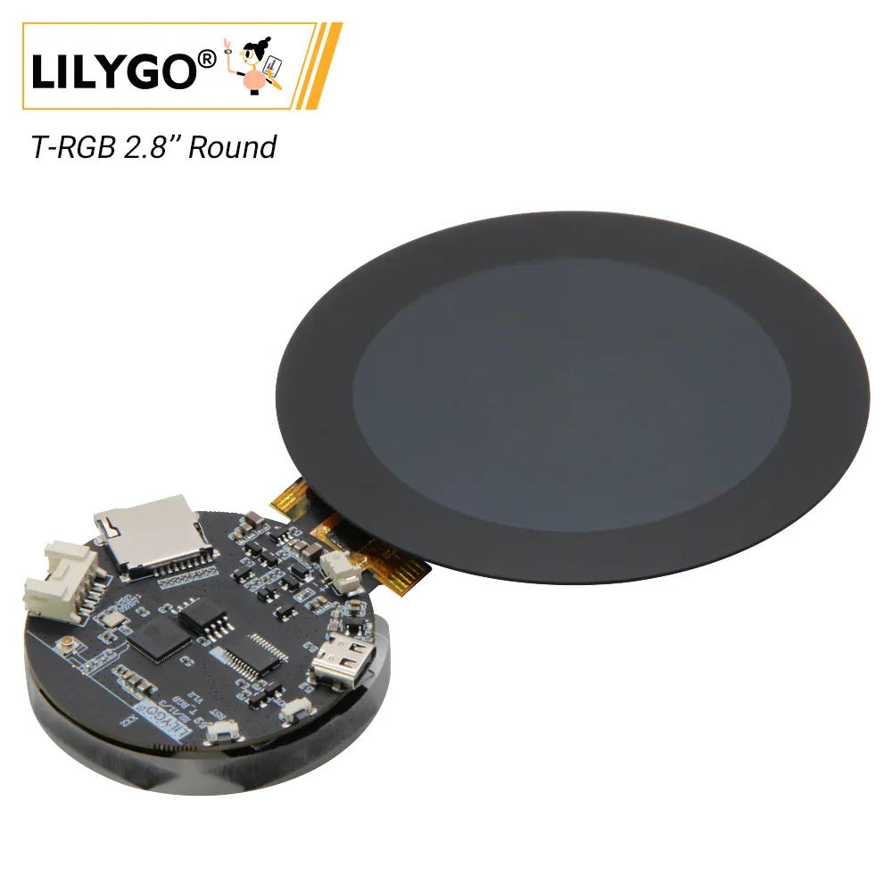 LILYGO T-RGB 2.8 ''tela redonda ESP32-S3R8 ST7701S IPS TFT LCD Módulo RGB Full Color Touch Screen Development Board