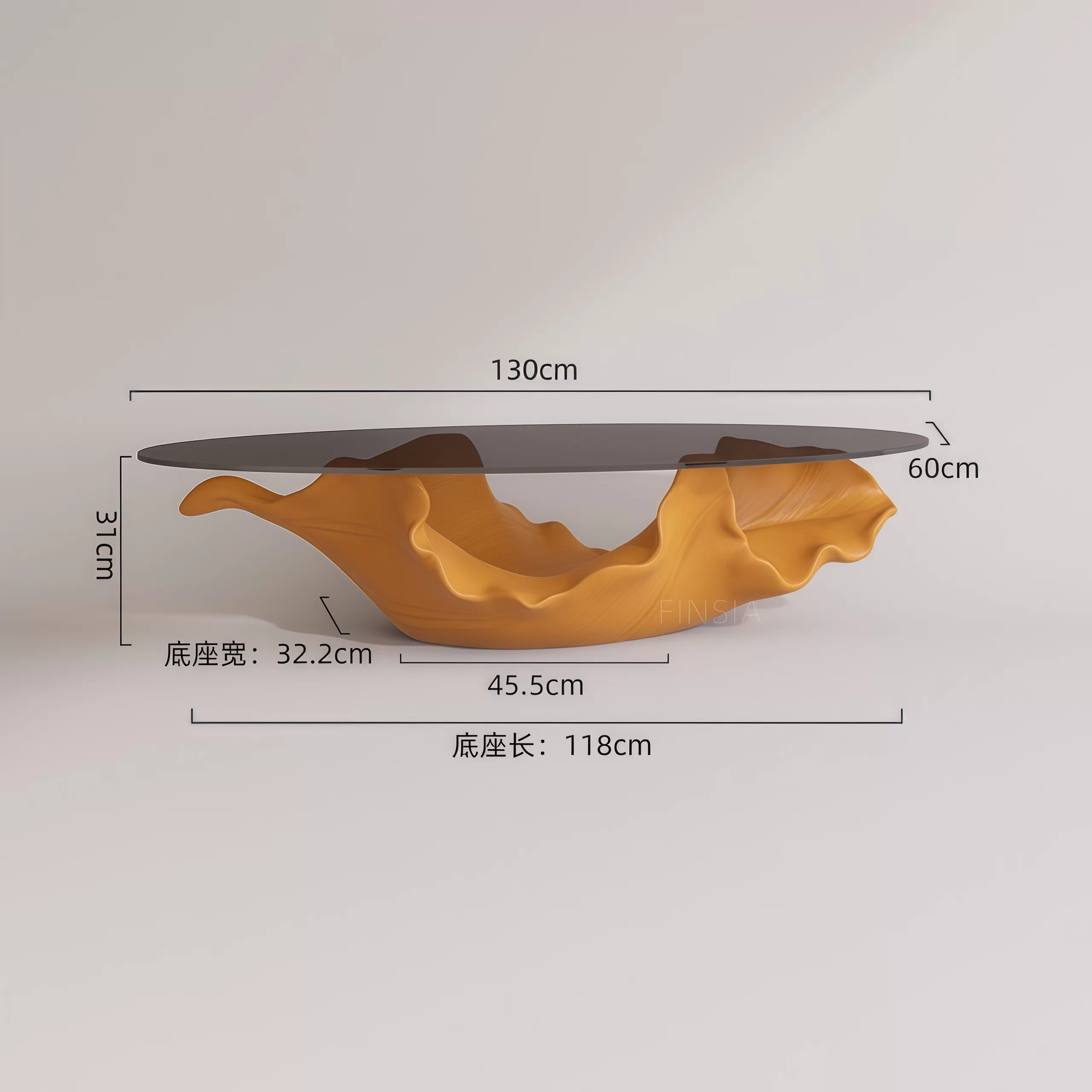 (base color zucca + vetro temperato grigio 130*60*31 cm)