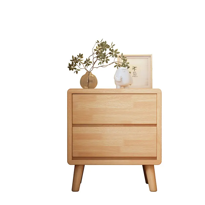 Simple solid wood bedside table minimalist bedside cabinet Nordic bedroom rubber wood locker bedside cabinet wholesale