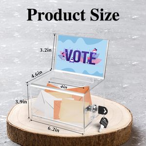 Rõ ràng 6.2x4.6x3.9 inch Tặng hộp khóa lá phiếu dấu hiệu chủ & đề nghị gây quỹ bỏ phiếu hộp hội nghị trường hiển thị giá - Product Image 3