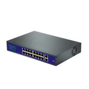 Hisource 16 port 10/100Mbps dahili Ethernet anahtarı 250W Uplink IP kamera için VLAN ile 2*1G portu - Product Image 2