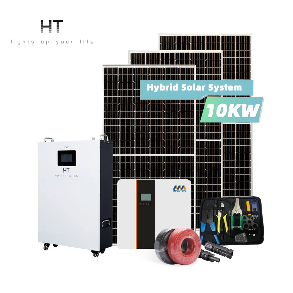 Sistema fotovoltaico ibrido 10kw pv solar 10kwp 10kilowatt sistema fotovoltaico solare ibrido con batterie sistema solare domestico intelligente