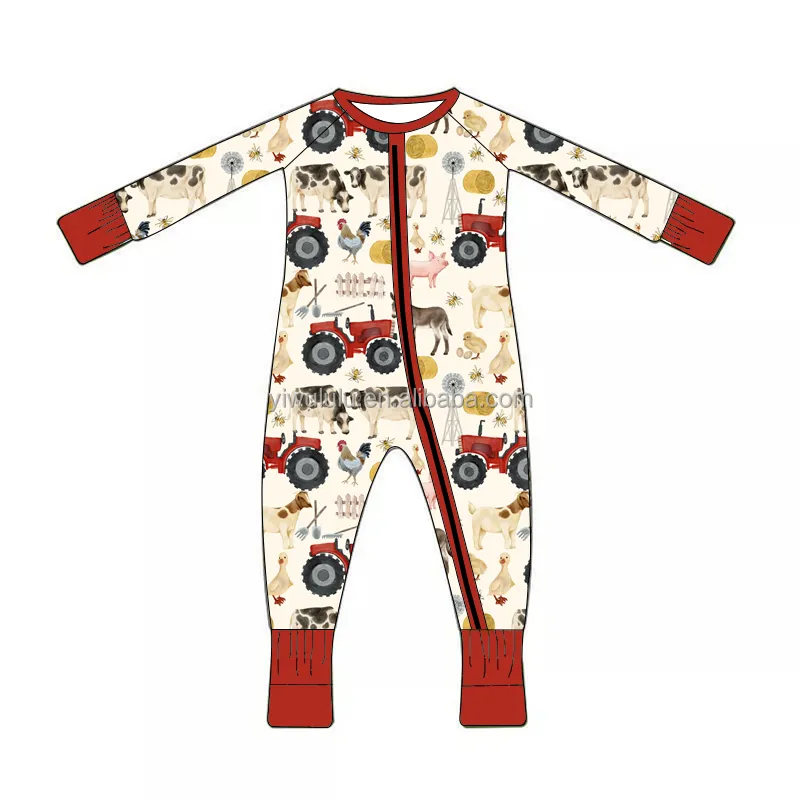 Nouveau-né personnalisé bébé infantile organique 95% bambou 5% Spandex grenouillères grenouillères vêtements enfant en bas âge pyjamas vêtements de nuit vêtements pour bébé