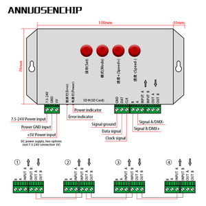 Новый T1000S 2048 пикселей DMX 512 контроллер SD карты WS2801 WS2811 WS2812B LPD6803 СВЕТОДИОДНАЯ лента DC5V 12V 24V RGB полноцветный контроллер - Product Image 5