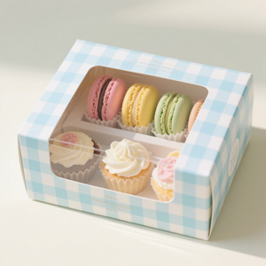 Hot bán đơn giản vuông UV lớp phủ dập nổi cửa sổ Hộp quà tặng cho món tráng miệng Macaron Puff basque bánh ăn vặt đường Bốn cửa sổ - Product Image 4