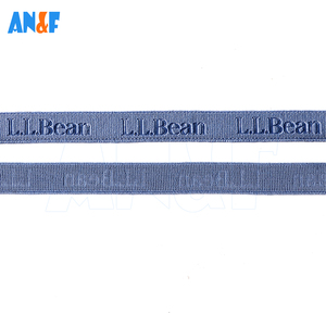 Fábrica al por mayor cinta elástica de poliéster suave 1cm personalizado en relieve/logotipo impreso tela elástica ropa/cinturón para el cuello de la camiseta - Product Image 4