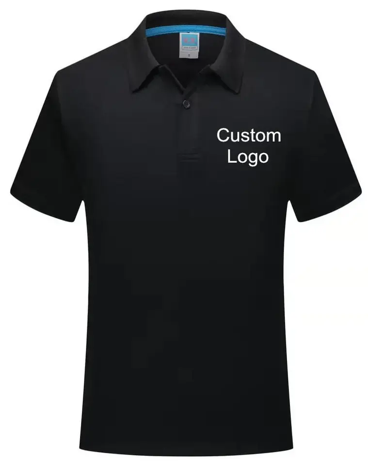 Kaus Polo Golf pria poliester 100% kaos Polo lengan pendek seragam kustom dengan cetak Logo kustom