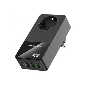 新设计的欧洲旅行适配器插座便携式插座，带带PD20W + QC3.0充电端口的USB快速充电电源条 - Product Image 1
