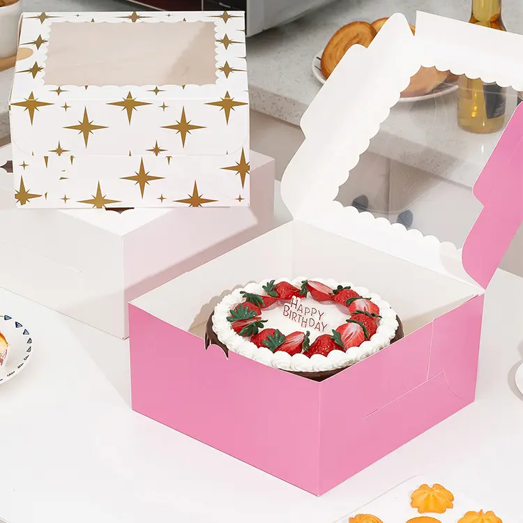 도매 사용자 정의 파티 장식 선물 웨딩 베이커리 키가 큰 상자 음식 포장 케이크 상자 창